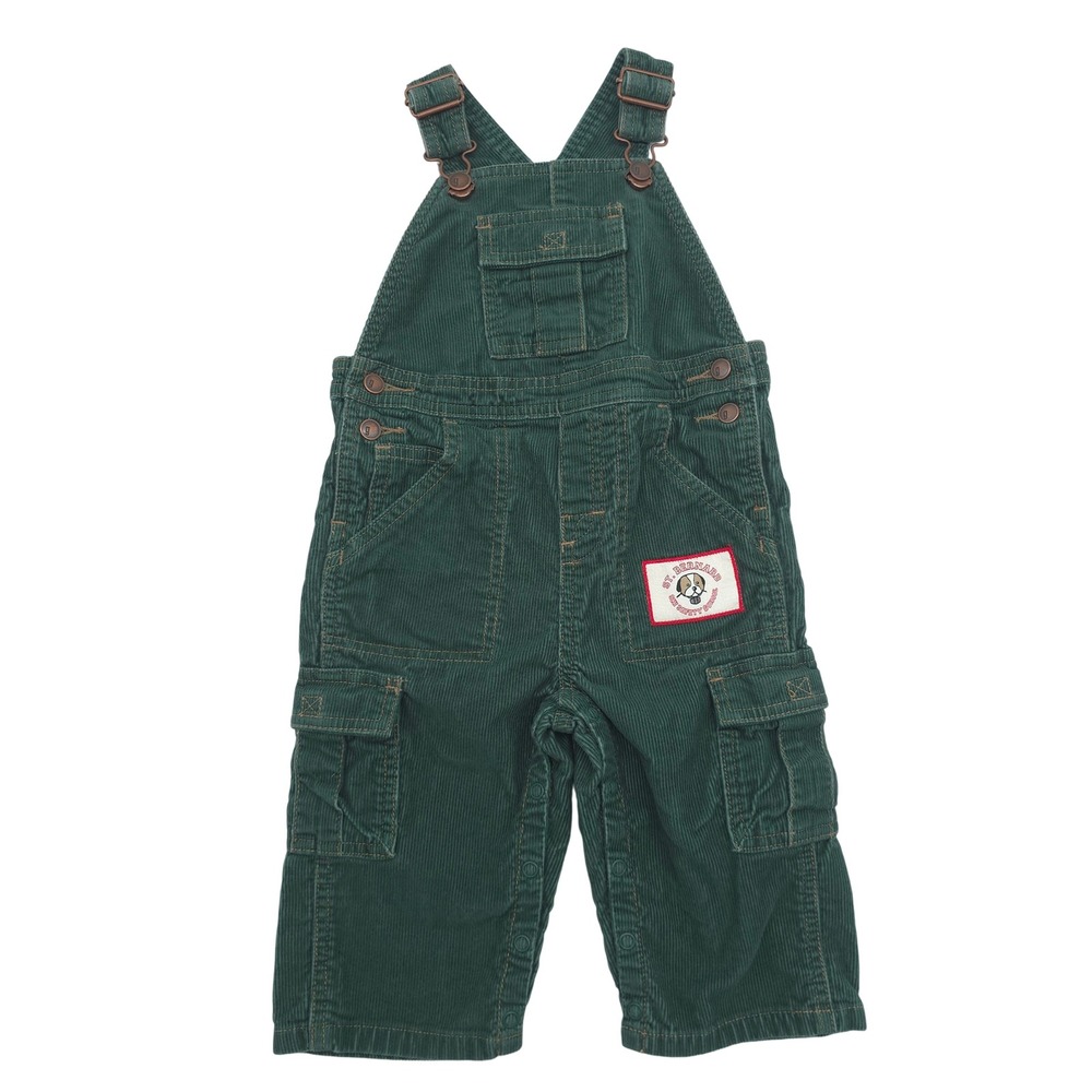 Vintage 2004 Gymboree Boys Corduroy Overalls St Bernard Ski School Size 12-18M